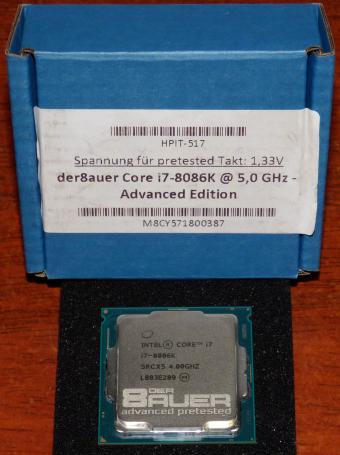 Intel Core i7-8086K limited Anniversary CPU, pretested 5GHz Advanced Edition der8auer sSpec: SRCX5, 2018